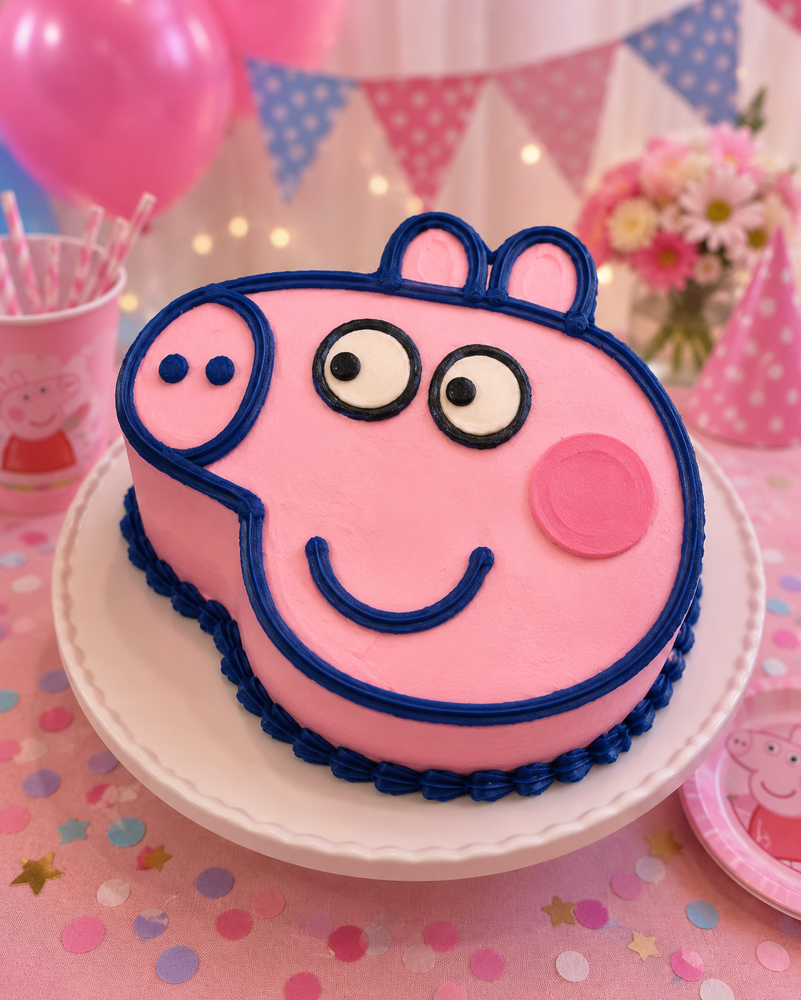 Peppa's Party — An adorable Peppa Pig birthday cake bursting with pink charm and playful details — the sweetest surprise for your little one's favorite muddy puddle fan